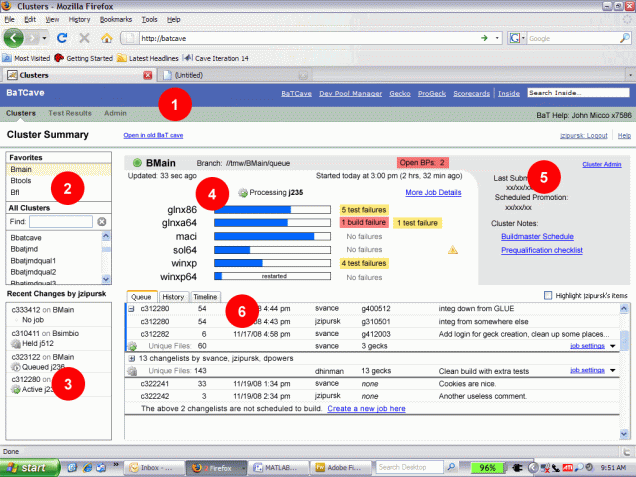 BaTCave screenshot showing annotation numbers.